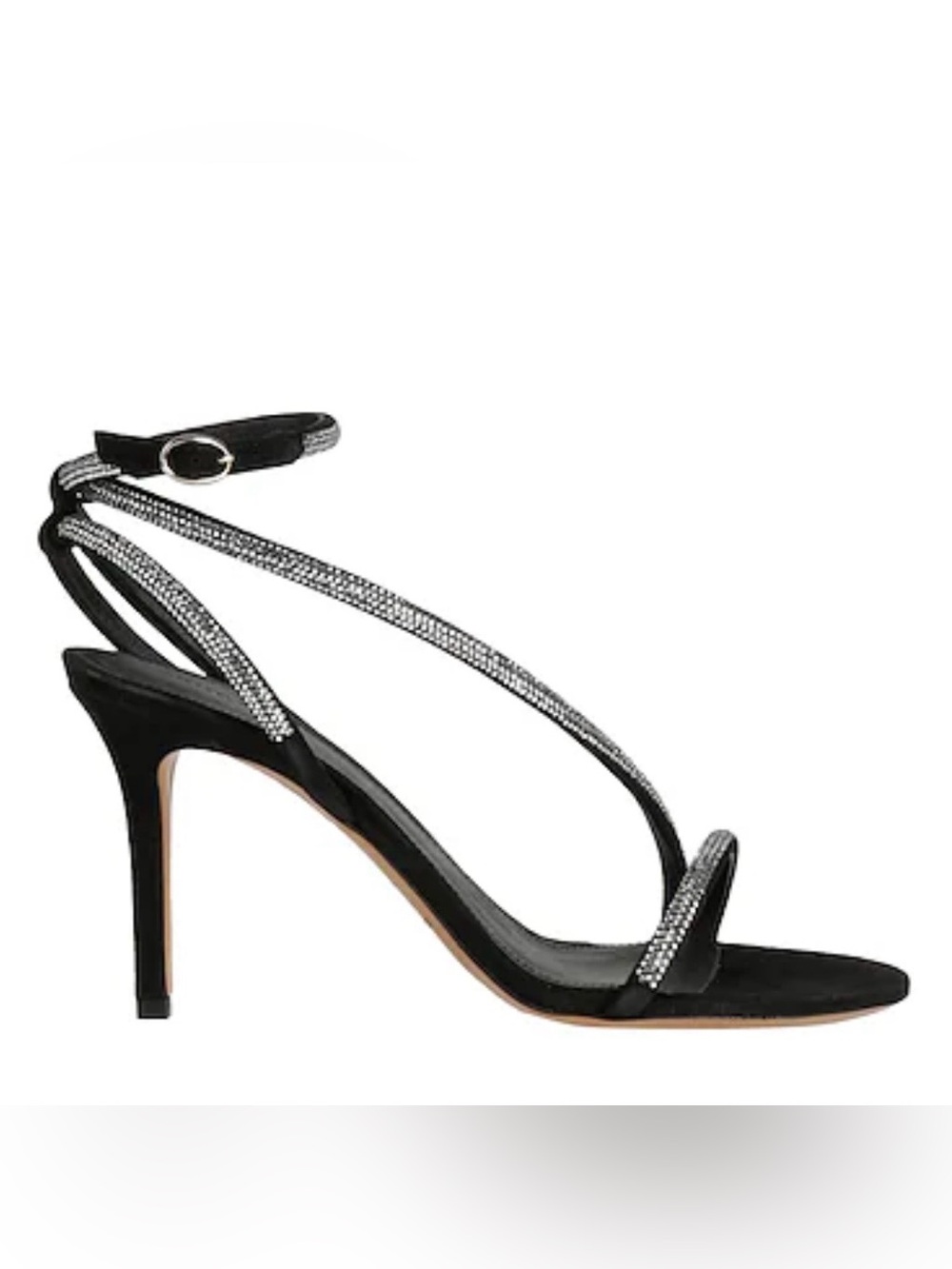 Isabel Marant Strassy Black Rhinestone Strap High Heel Sandals 40 made in Italy - Picture 5 of 16